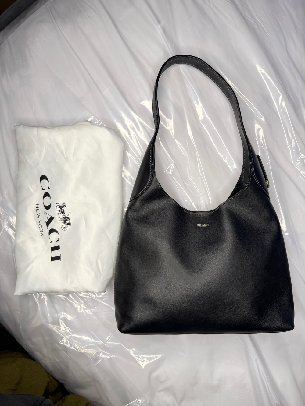 Coach Brooklyn 28 Black Leather Hobo Shoulder Bag